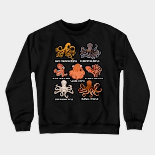 Octopus Species Kids Unterwater Kraken Squid Octopus Crewneck Sweatshirt